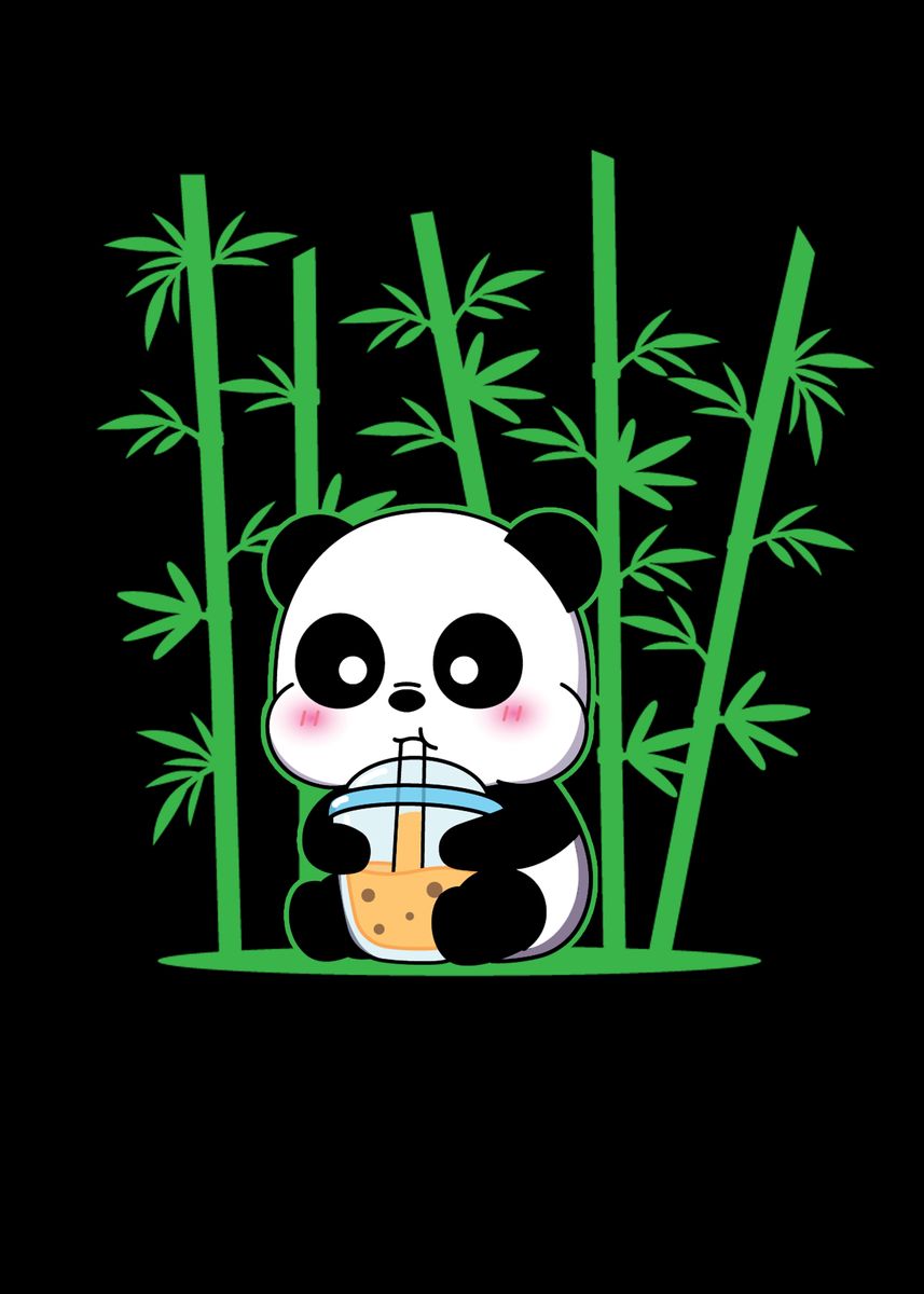 Kawaii Panda Boba Milk Tea' Poster, picture, metal print, paint by  AestheticAlex