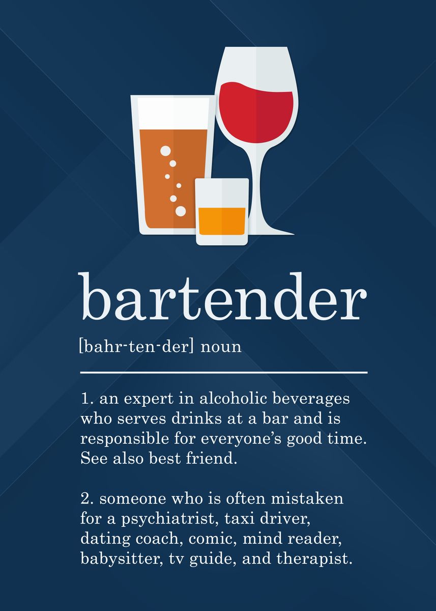'Funny Bartender Definition' Poster by 84PixelDesign Displate