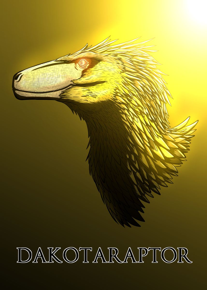 'Dakotaraptor steini' Poster, picture, metal print, paint by Ryo Displate