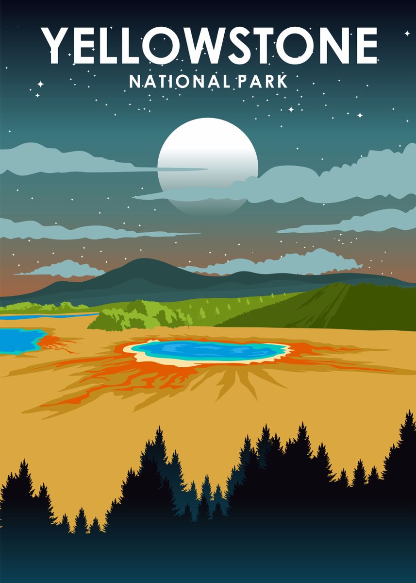 'Yellowstone National Park' Poster, picture, metal print, paint by Jorn ...