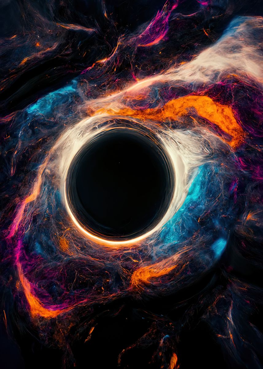 'Blue Orange Pink Blackhole' Poster, picture, metal print, paint by ...