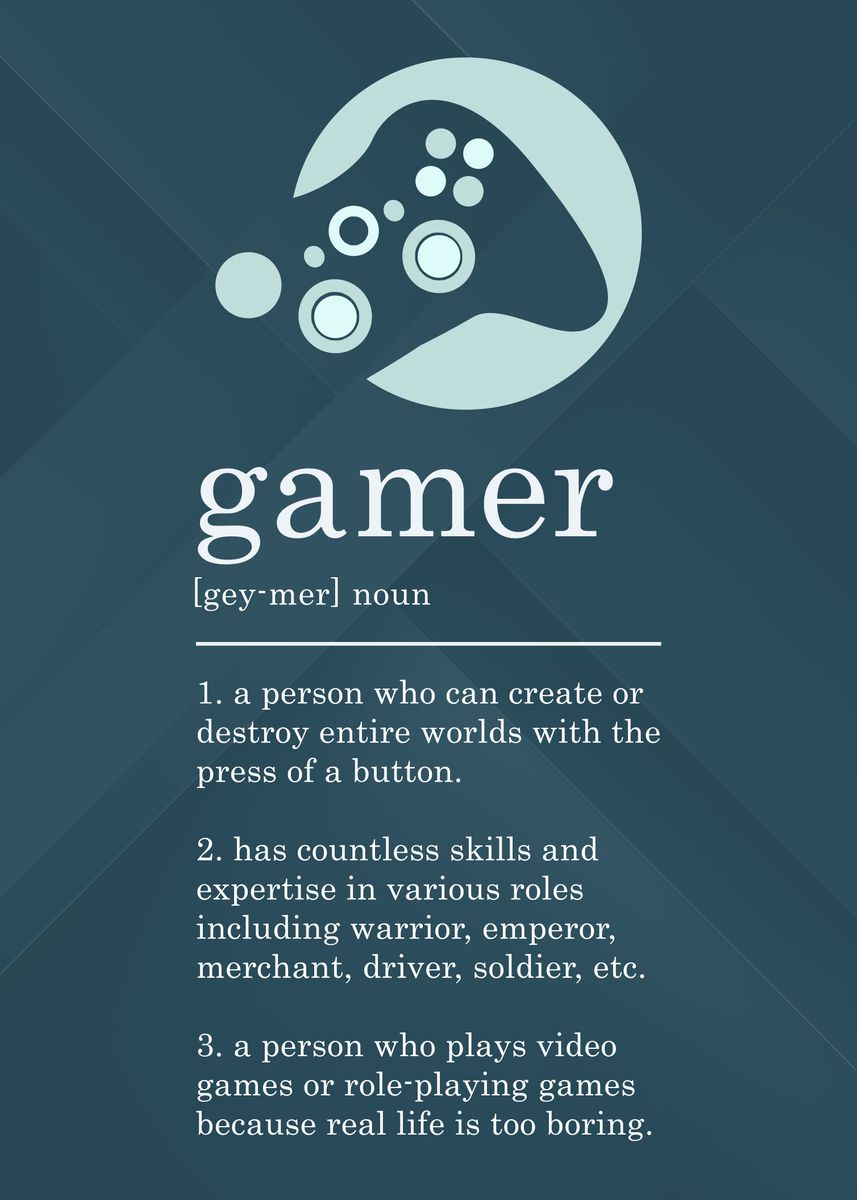 'Funny Gamer Definition' Poster, picture, metal print, paint by ...