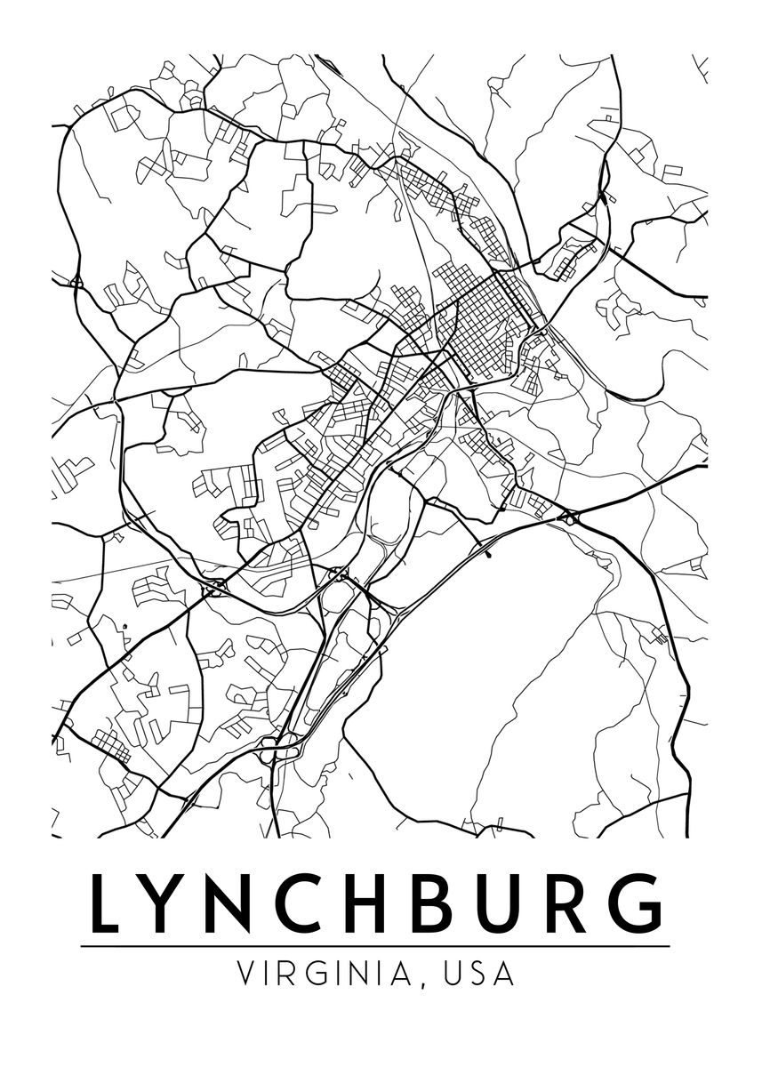 'LYNCHBURG Virginia VA map' Poster by Neo Design Displate