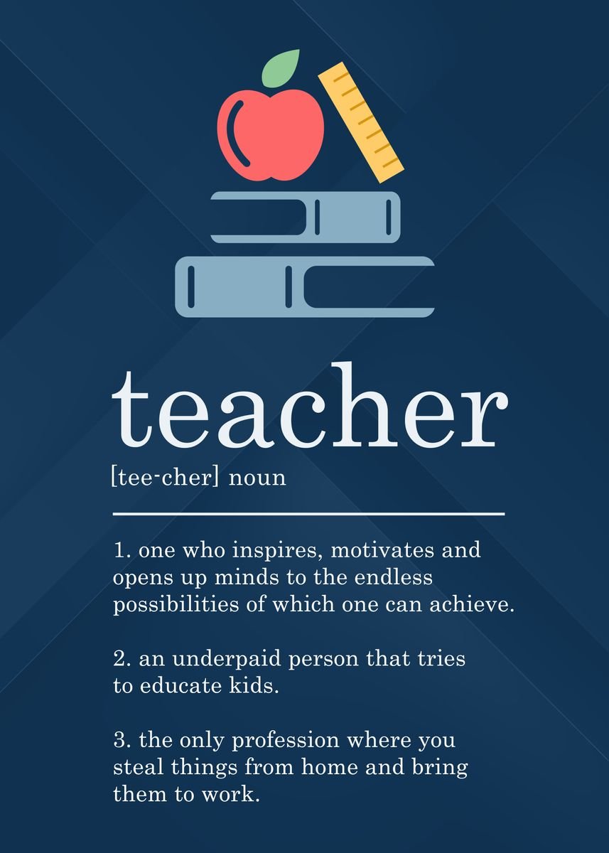 'Funny Teacher Definition' Poster, picture, metal print, paint by ...