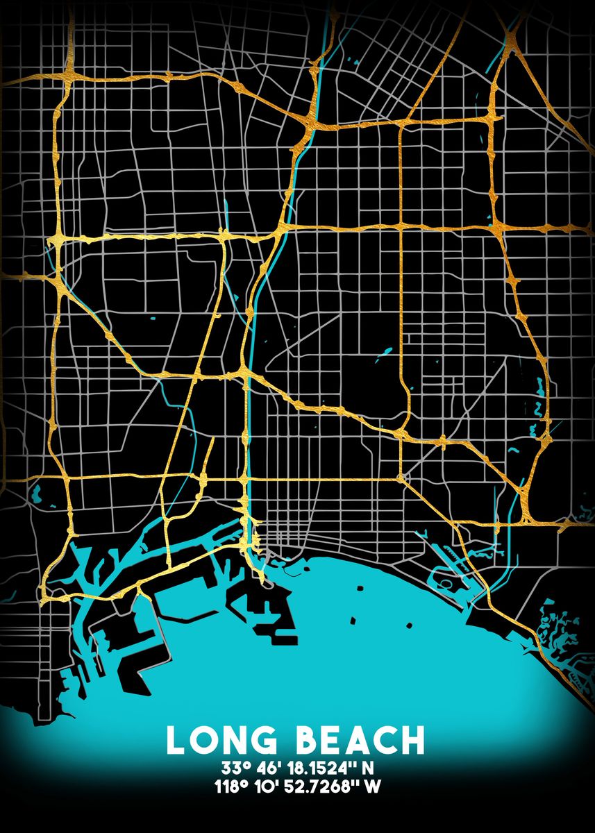 'Long Beach CA USA' Poster, picture, metal print, paint by Clayborne ...