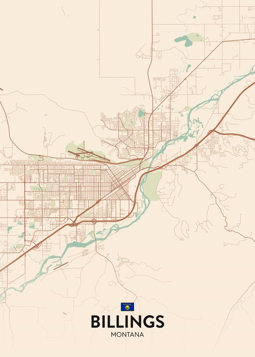 'Billings MT' Poster, picture, metal print, paint by IMR Designs Displate