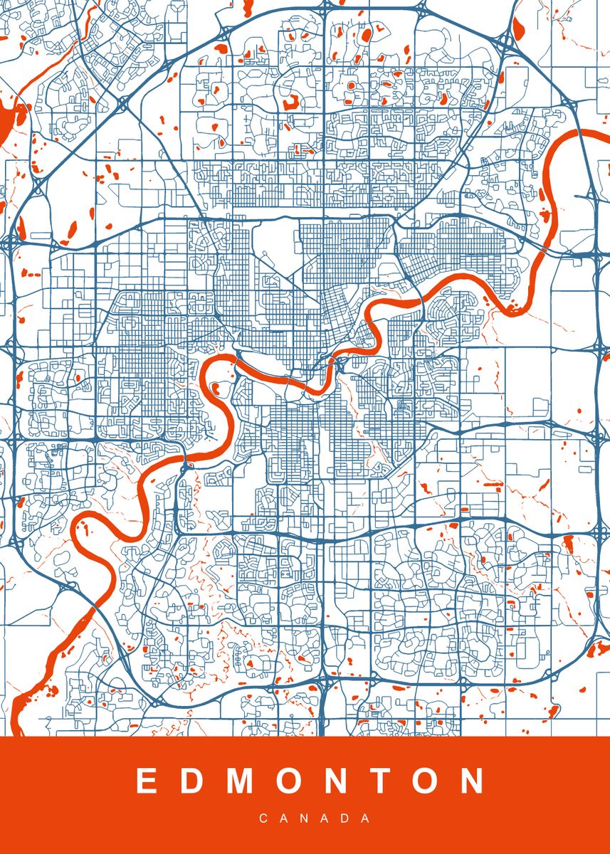 Edmonton Map Canada Poster By Urbanmaps Displate 9817