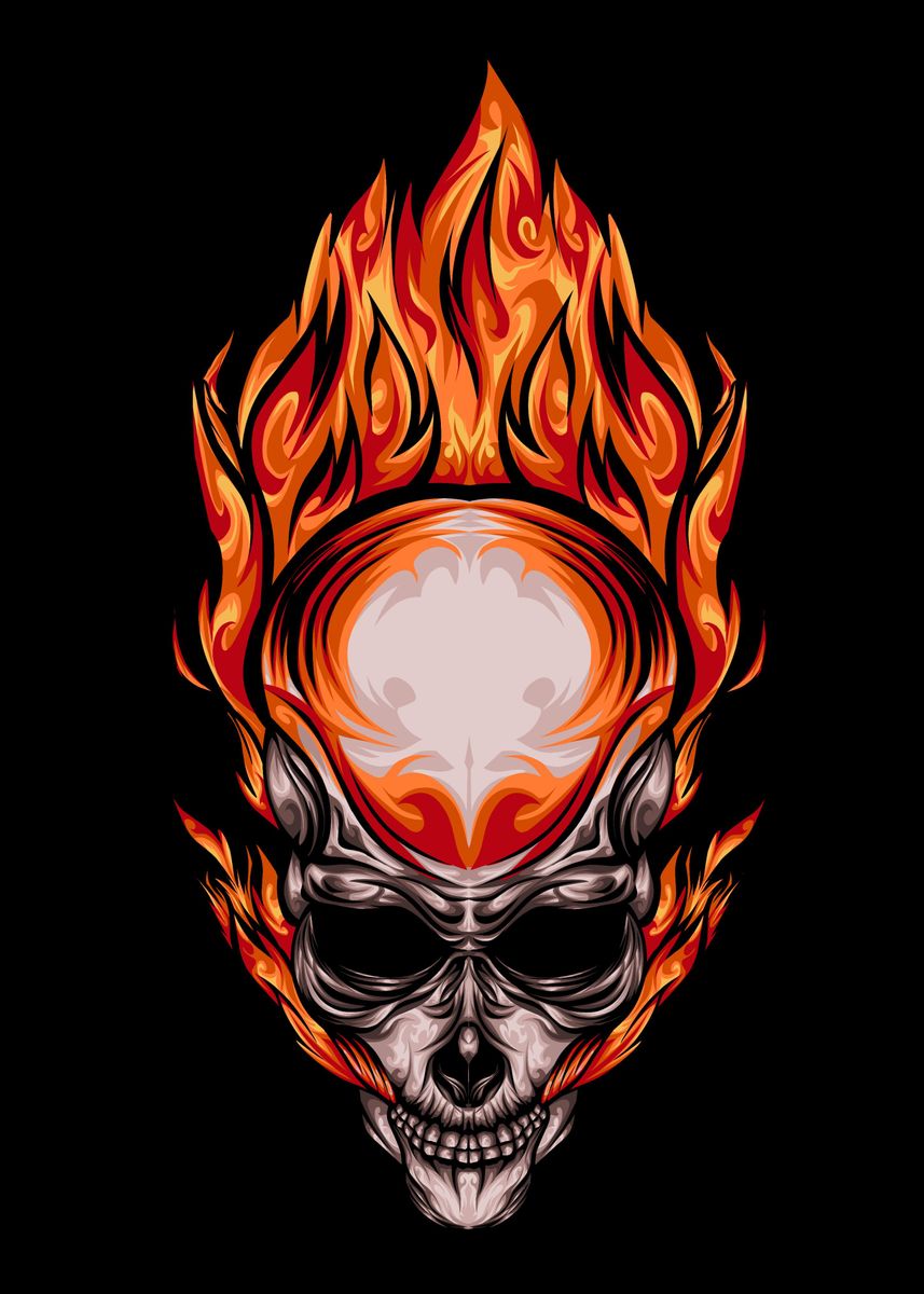 'ghost skull fire' Poster by tarin muj | Displate