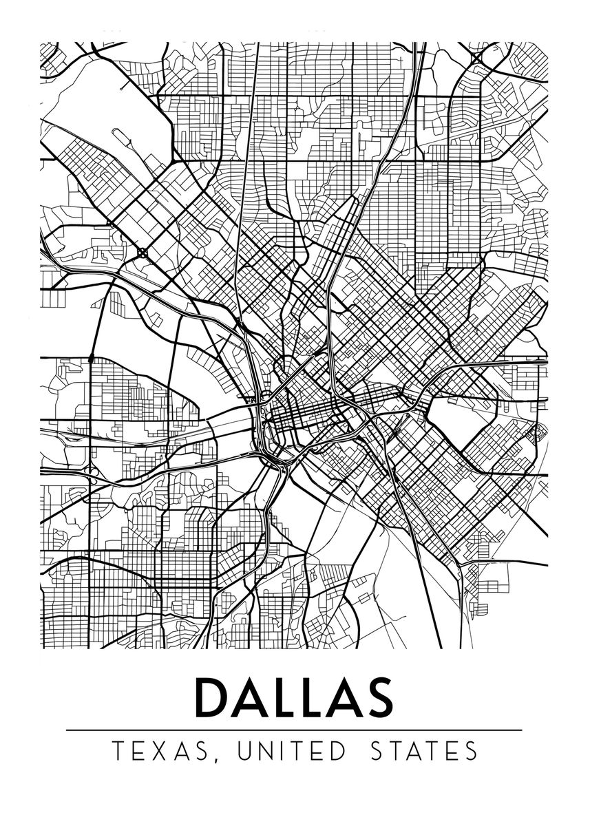 'Dallas Texas USA Map' Poster, picture, metal print, paint by Neo ...