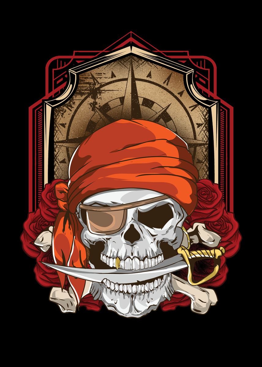 ‘Jolly Roger Flag Pirate’ Poster by to42 | Displate