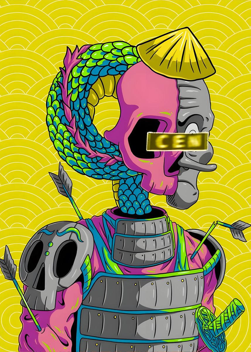 'Skeleton Chinese Warrior' Poster, picture, metal print, paint by ...
