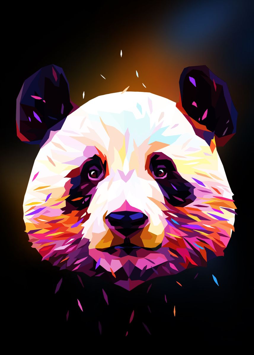 'Panda Low Poly Abstract' Poster, picture, metal print, paint by pxlG ...