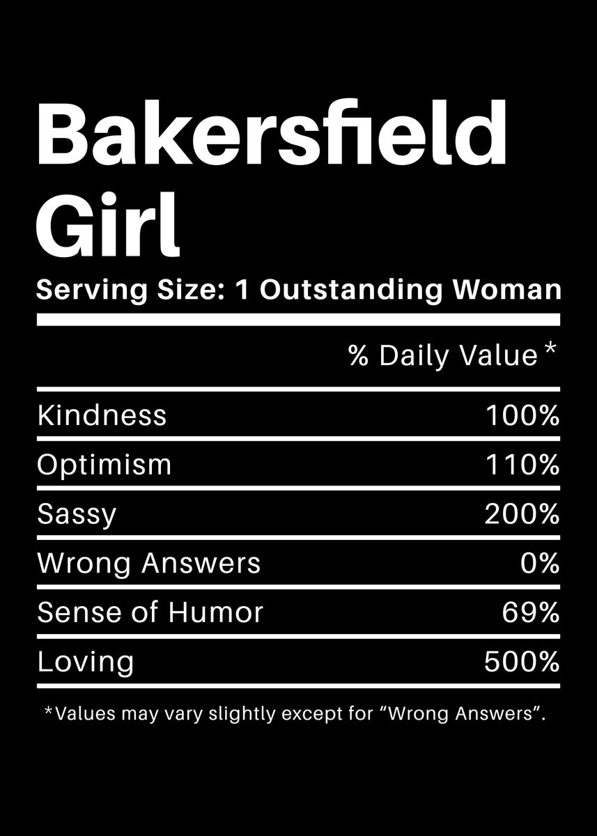 'Bakersfield Girl Nutrition' Poster, picture, metal print, paint by