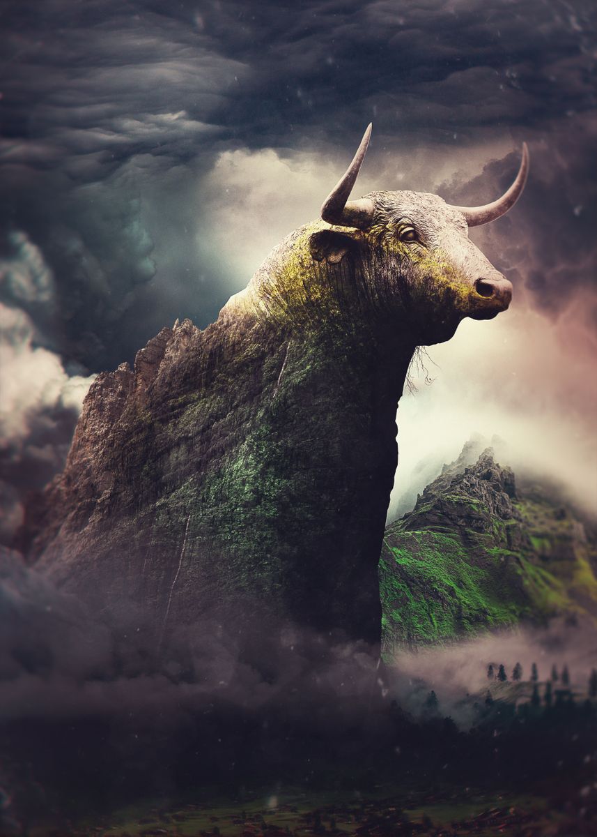 'The Mountain Bull' Poster by Patryk Andrzejewski | Displate