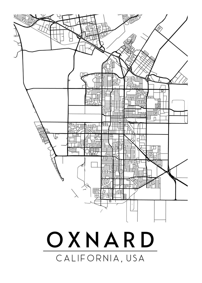 'Oxnard California Map' Poster, picture, metal print, paint by Neo ...