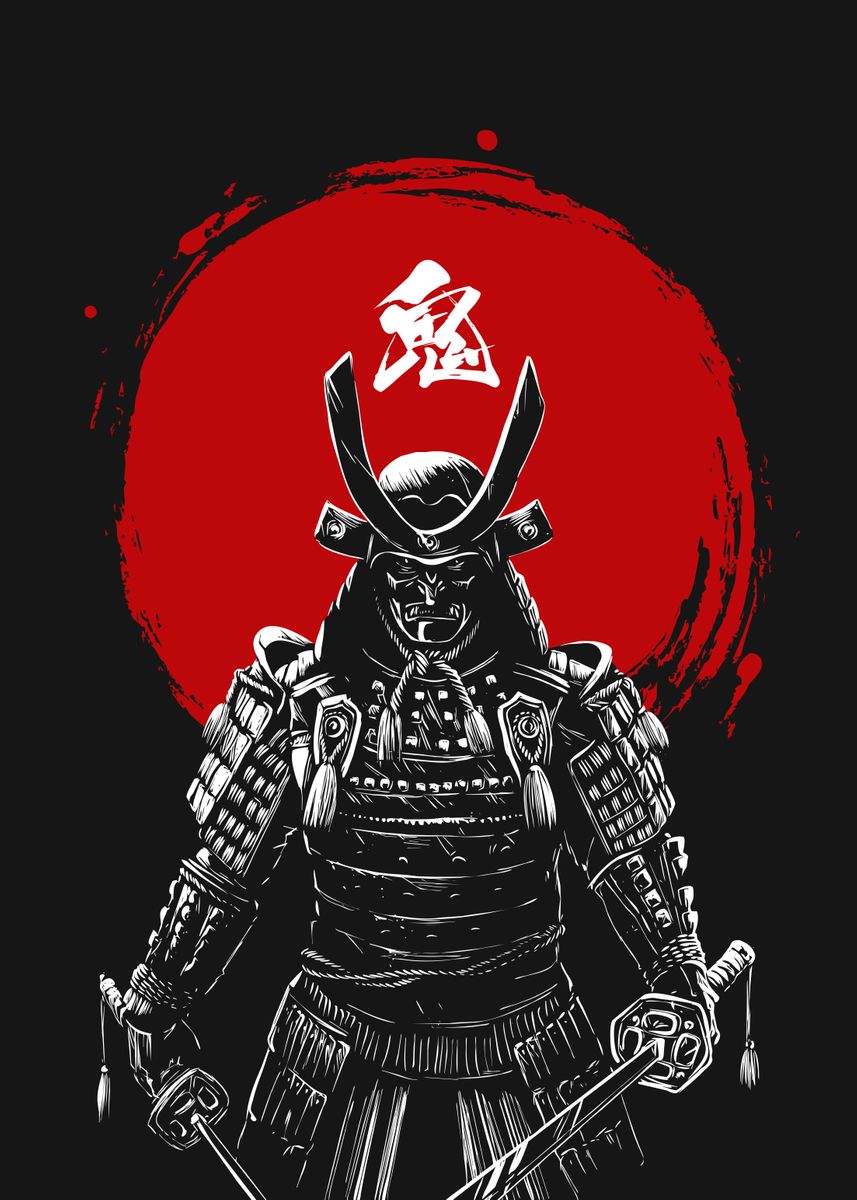 'Oni Samurai' Poster, picture, metal print, paint by Faissal Thomas ...