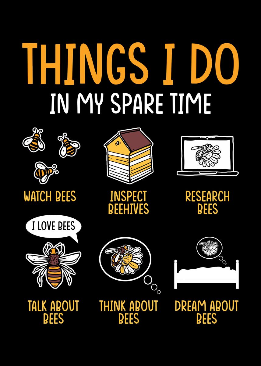 'Beekeeper Funny Quote' Poster, picture, metal print, paint by schmugo