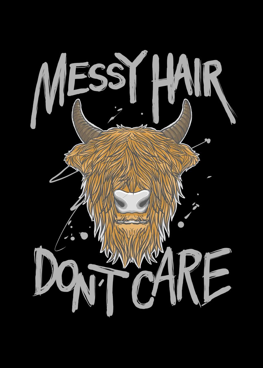 'Messy Hair Dont Care' Poster, picture, metal print, paint by Lukes