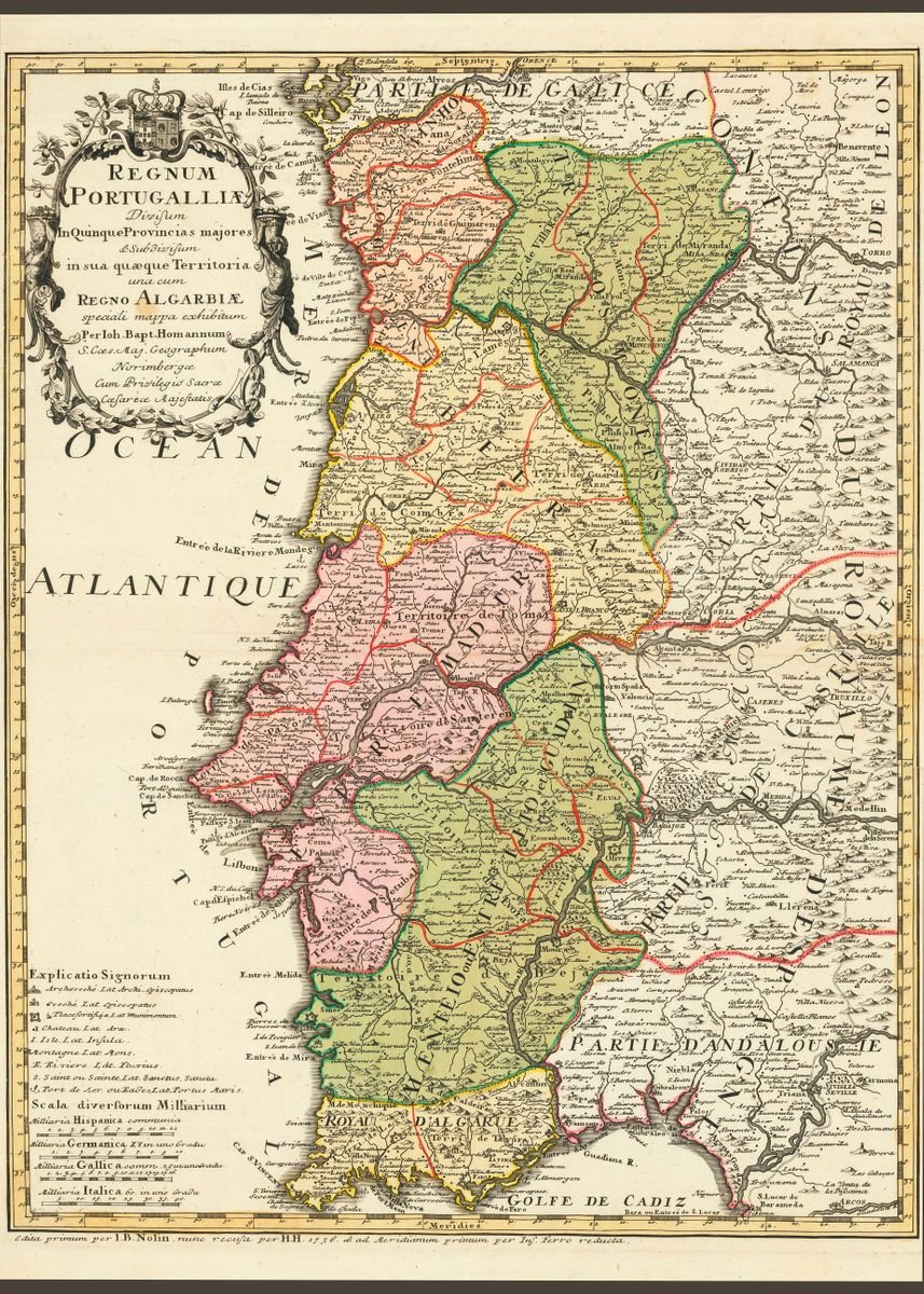 Old Map of Portugal 1736 Mapa de Portugal Vintage Map Wall Map Print -  VINTAGE MAPS AND PRINTS