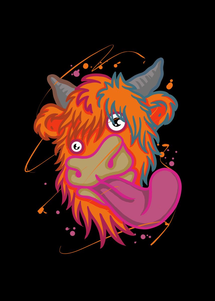 'Scottish Highland Cow' Poster, picture, metal print, paint by Lukes ...