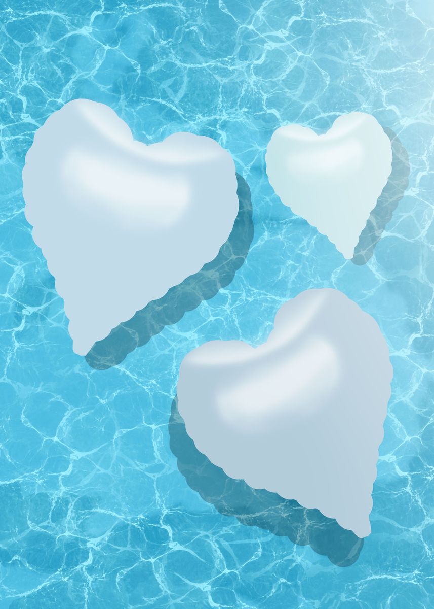 'Blue love floats' Poster, picture, metal print, paint by Estetic ...