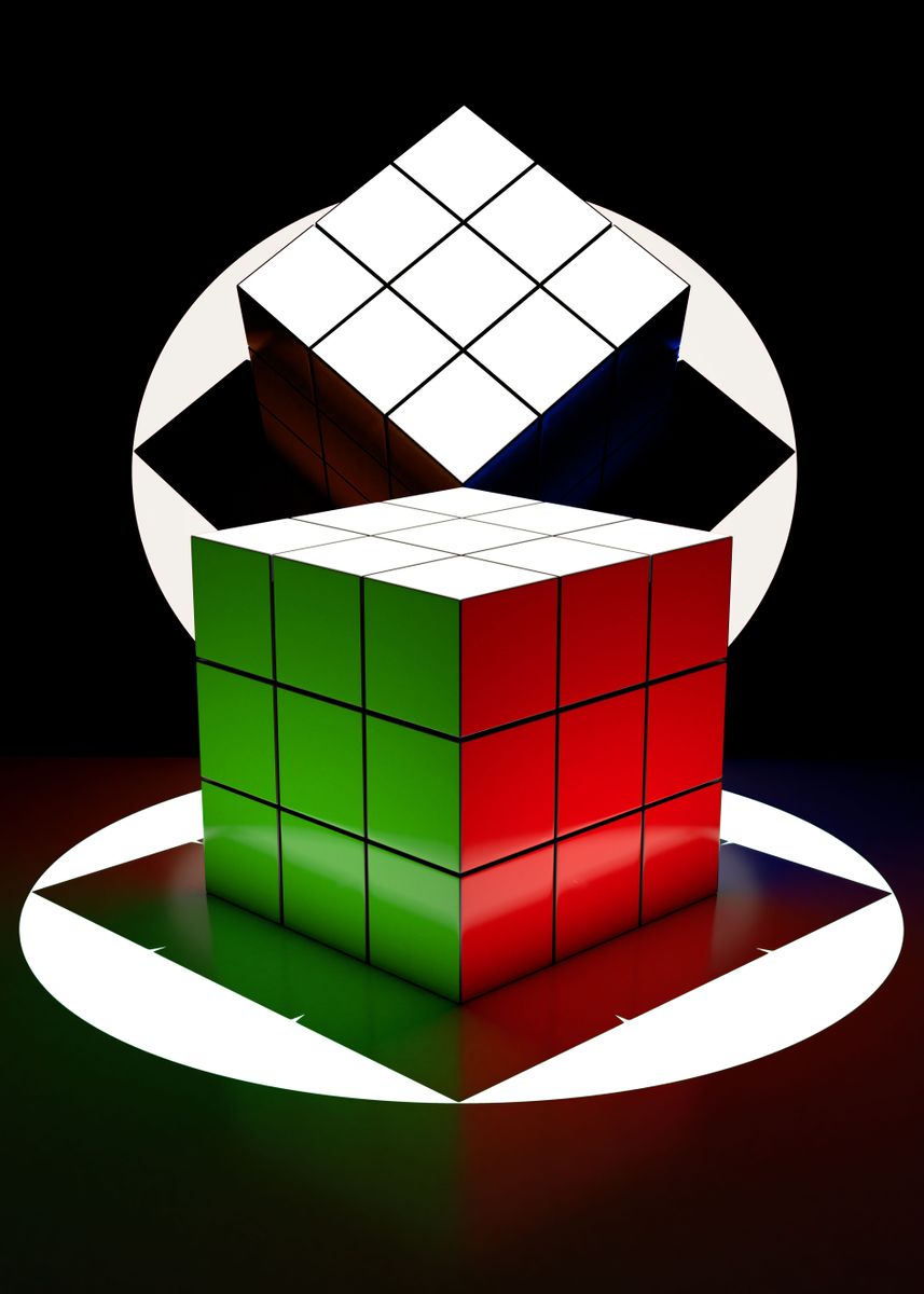 Cube 121 'Colorful Cube' Poster, picture, metal print, paint by Ninjin | Displate