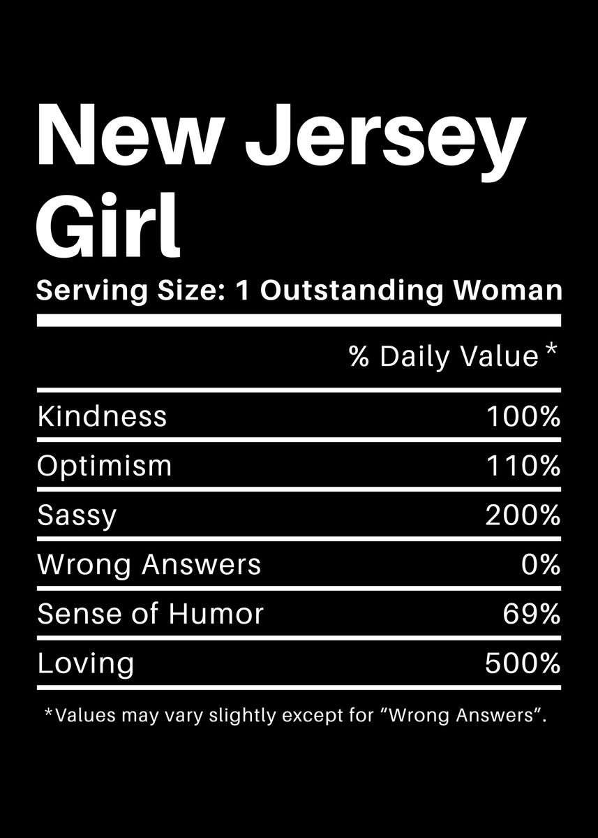 'New Jersey Girl Nutrition' Poster by Philip Anders Displate