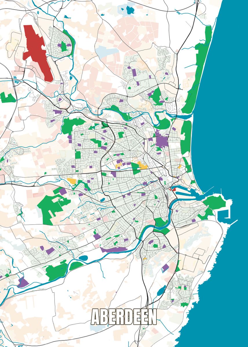 'Aberdeen Scotland' Poster, picture, metal print, paint by Sam Kal