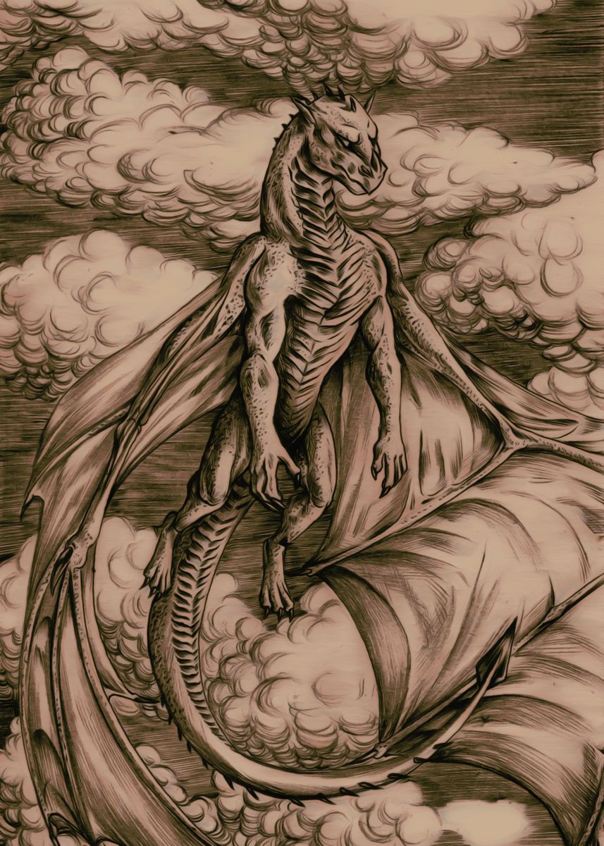 'Dragon in the clouds' Poster by Furiarossa and Mimma Displate