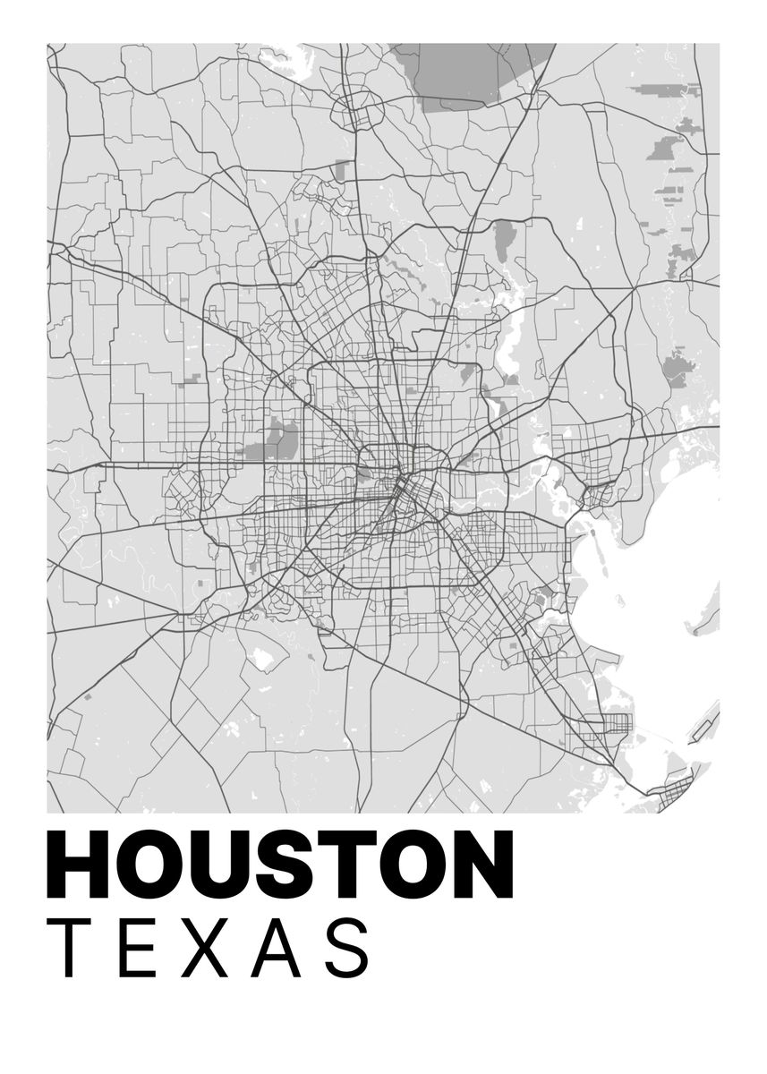 Houston Map Poster By Akio Brilliant Displate 3850