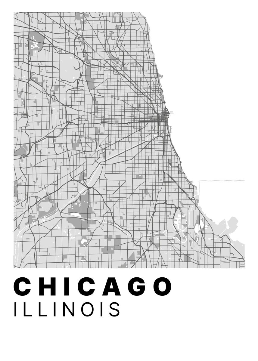 'Chicago City Map' Poster, picture, metal print, paint by Vicky ...