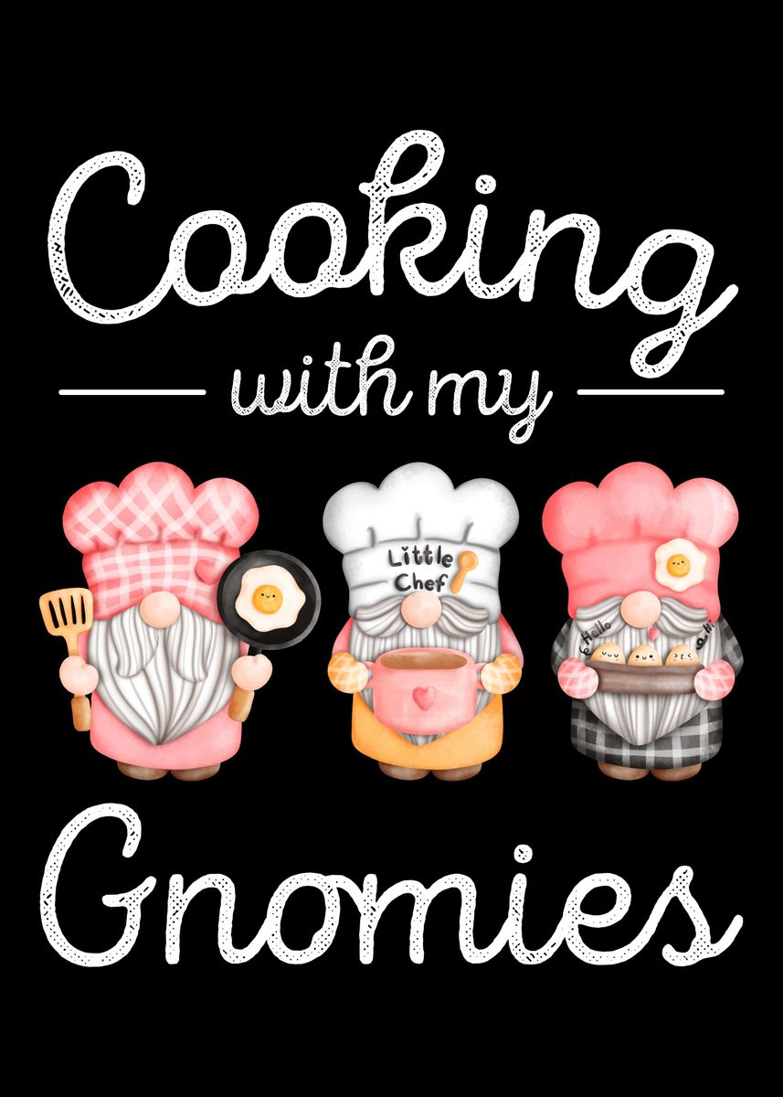 Cooking Gnomes Chef Gnome' Poster, picture, metal print, paint by