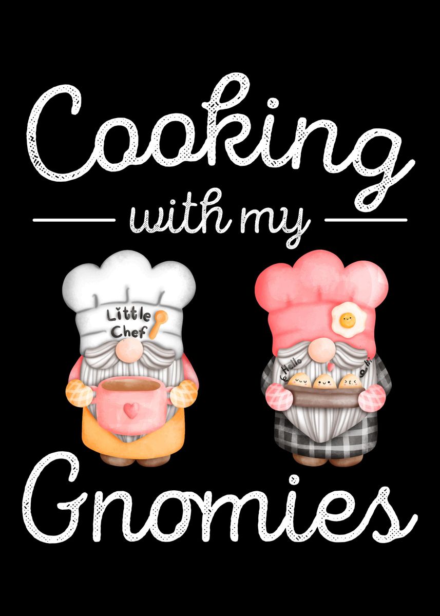 Cooking Gnomes Chef Gnome' Poster, picture, metal print, paint by