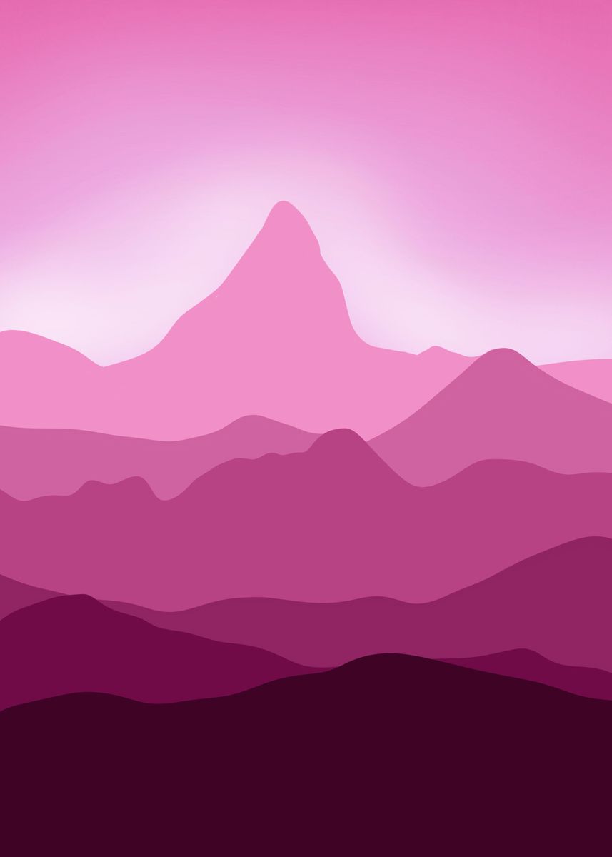 'Pink Mountains' Poster by DynuxART | Displate