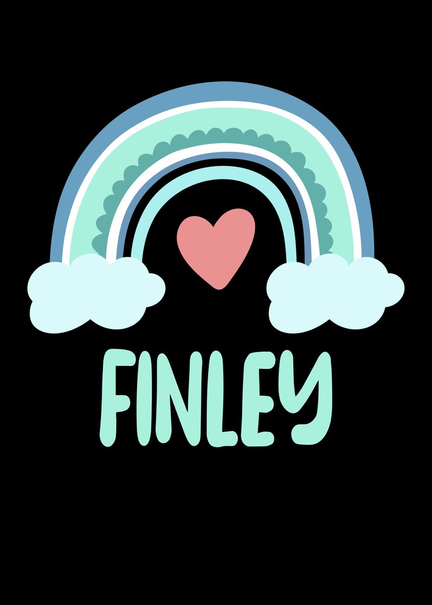 'Finley Name Rainbow Baby' Poster by schmugo Displate