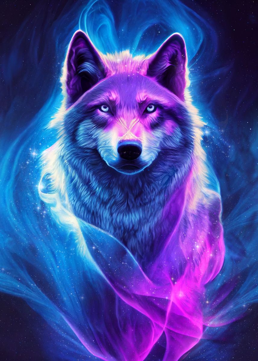 'Astral Wolf' Poster, picture, metal print, paint by nogar007 | Displate