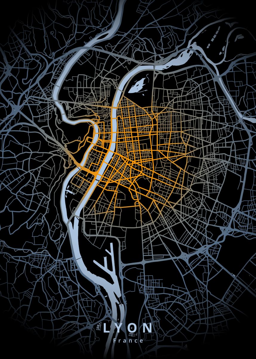 'Lyon' Poster, picture, metal print, paint by Deeo | Displate