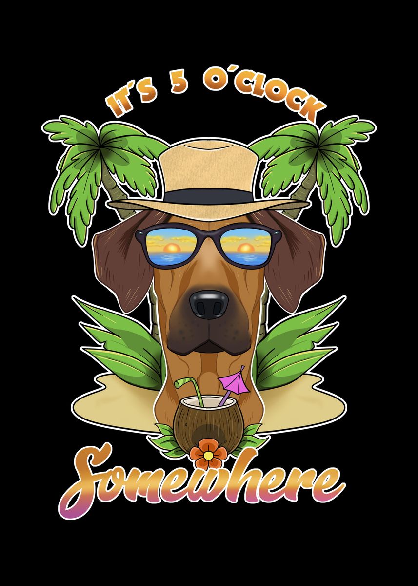 'Rhodesian Ridgeback Beach' Poster, picture, metal print, paint by ...