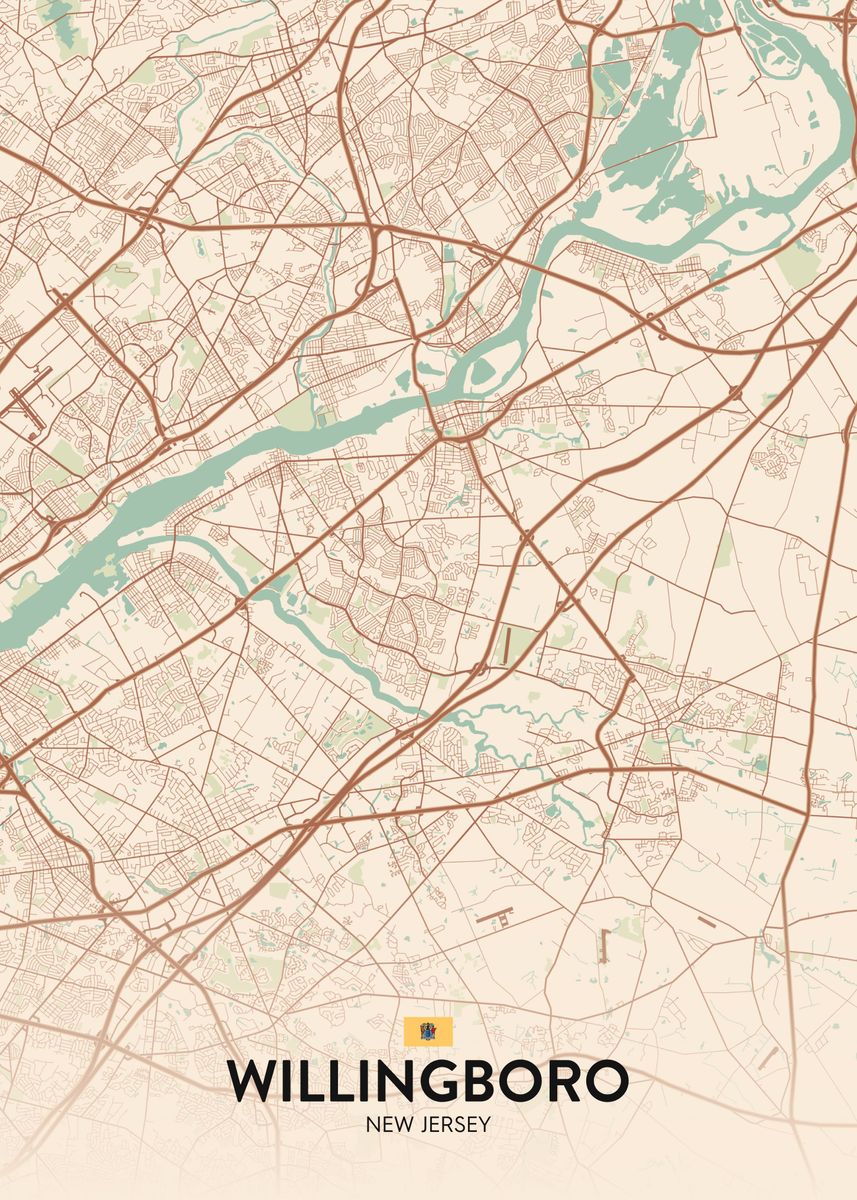 'Willingboro NJ' Poster, picture, metal print, paint by IMR Designs