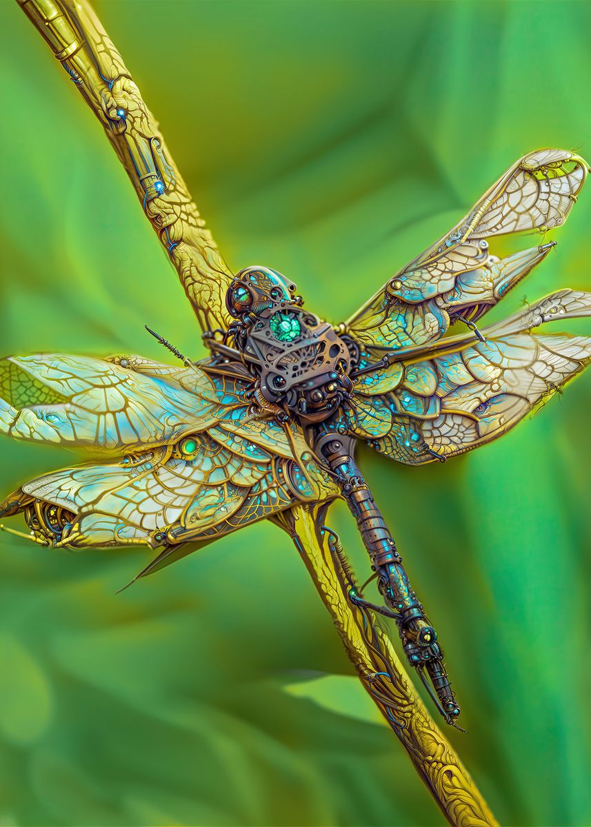 'Robo Dragonfly ' Poster, picture, metal print, paint by Machine ...