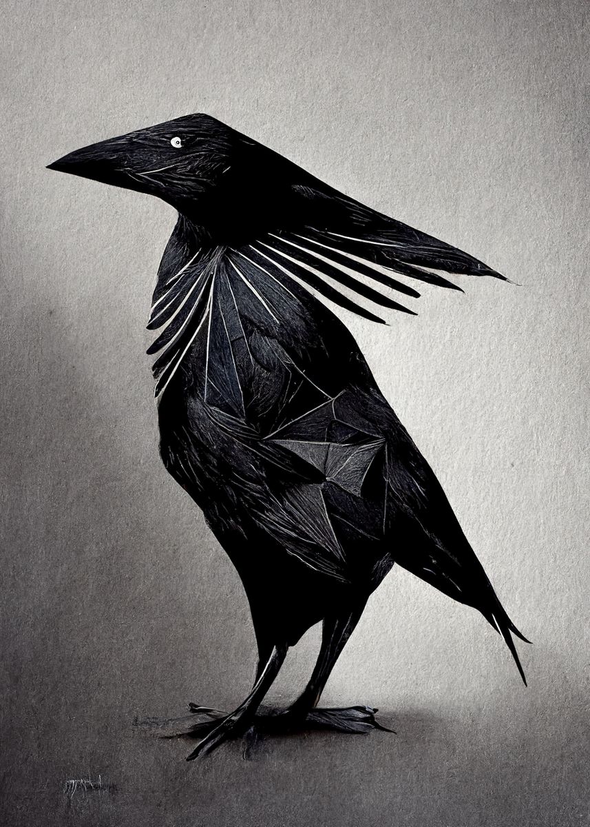 Geometric Raven Poster Picture Metal Print Paint By Mezma And