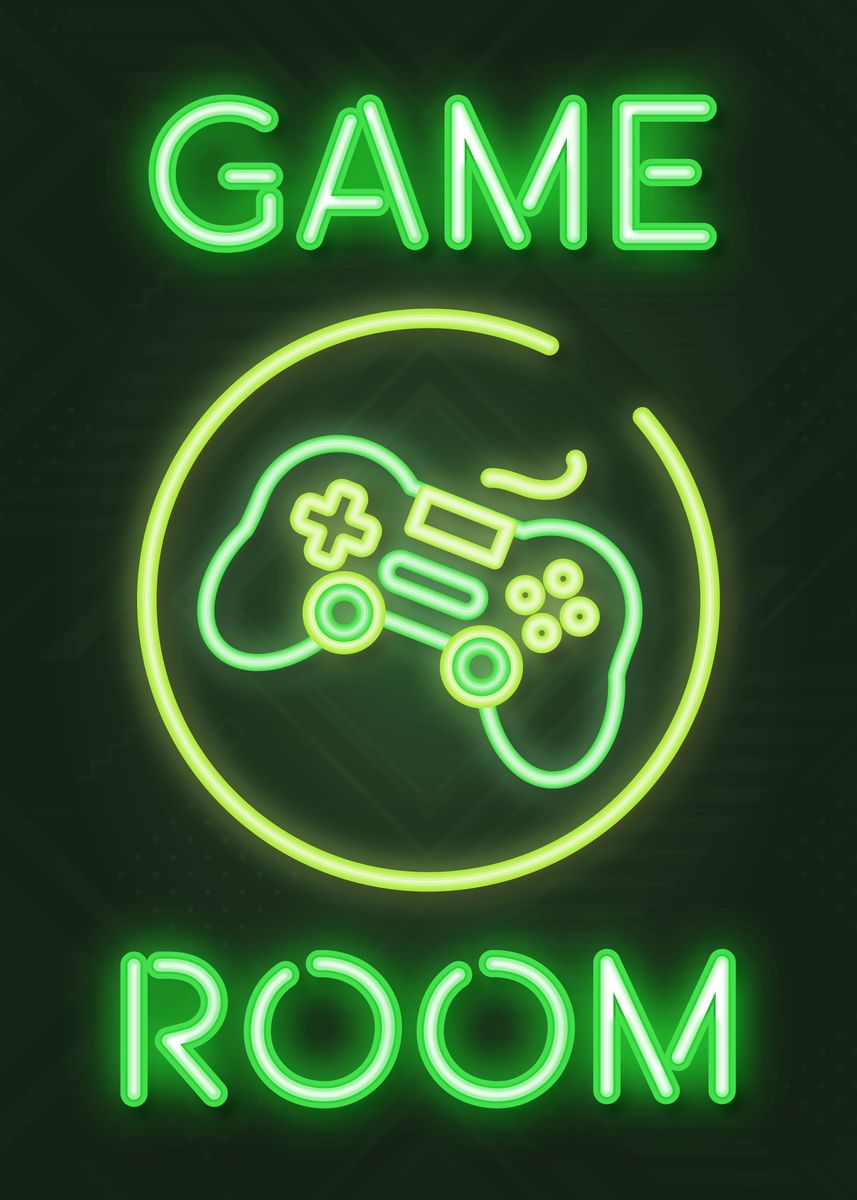 'Video Game Room Neon Sign' Poster, picture, metal print, paint by ...