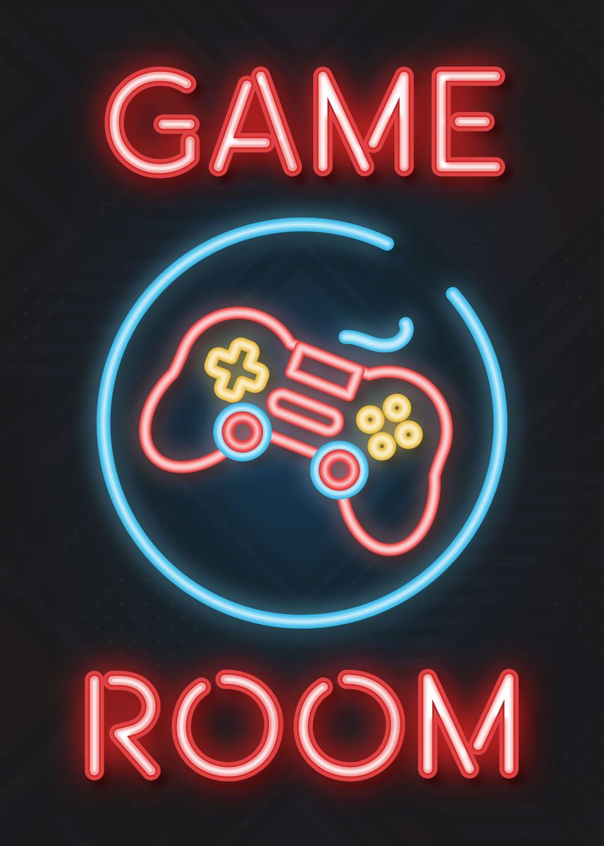 'Video Game Room Neon Sign' Poster, picture, metal print, paint by ...