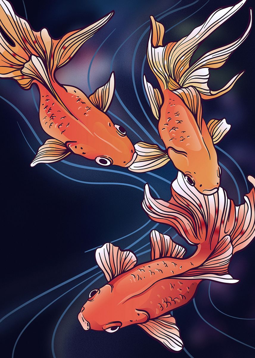 '3 Gold Fish' Poster by hafiz fahmi aldino | Displate