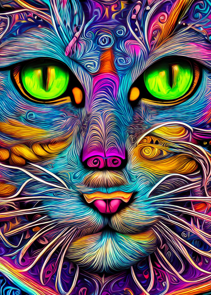 'trippy meow 3' Poster by Oleg S... | Displate