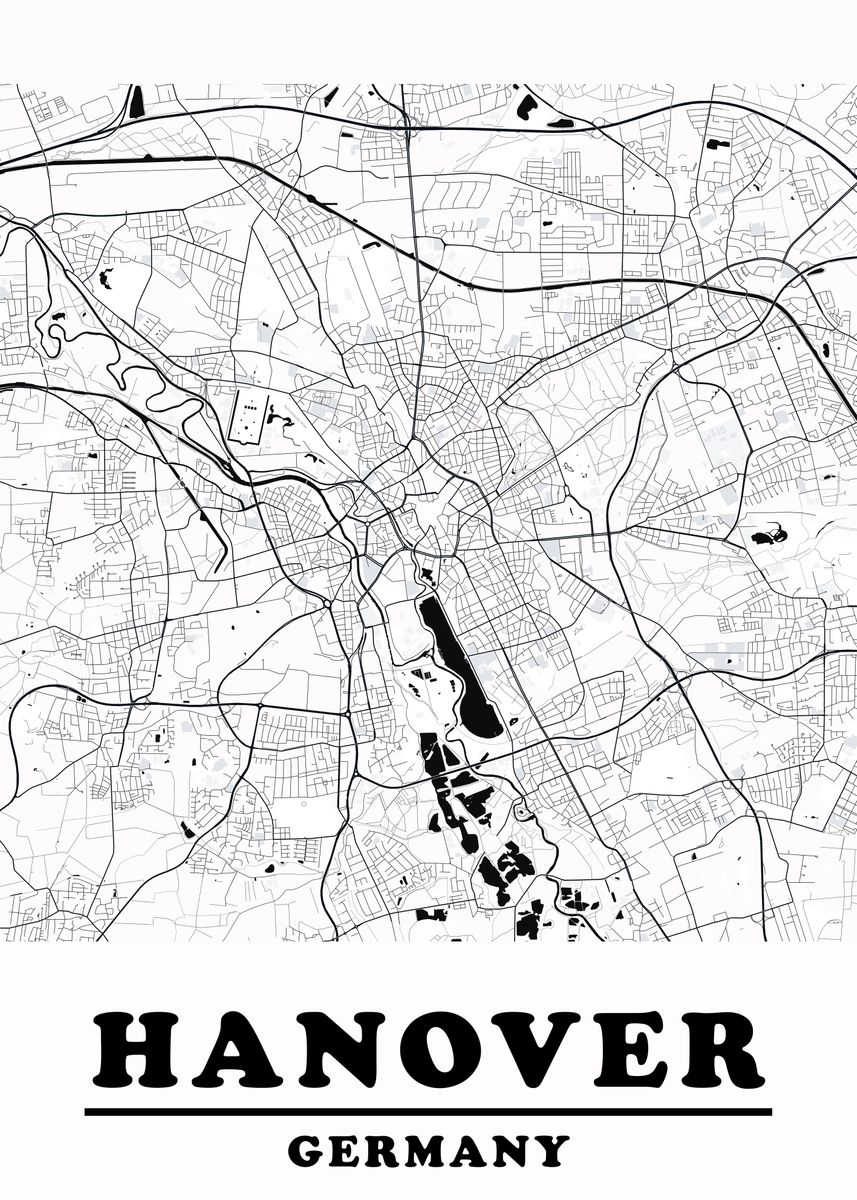 'Minimal Hanover Map' Poster by BnWDesigner | Displate