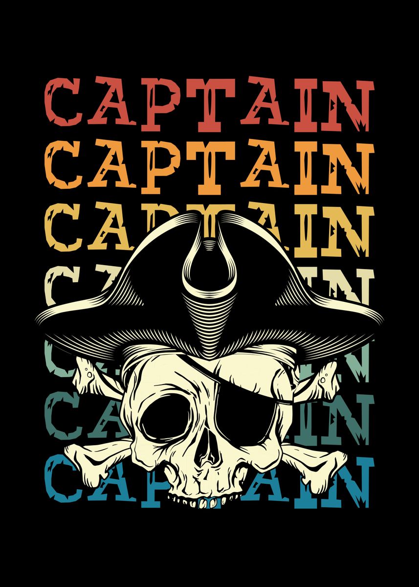 'Pirate skull in retro colo' Poster, picture, metal print, paint by ...