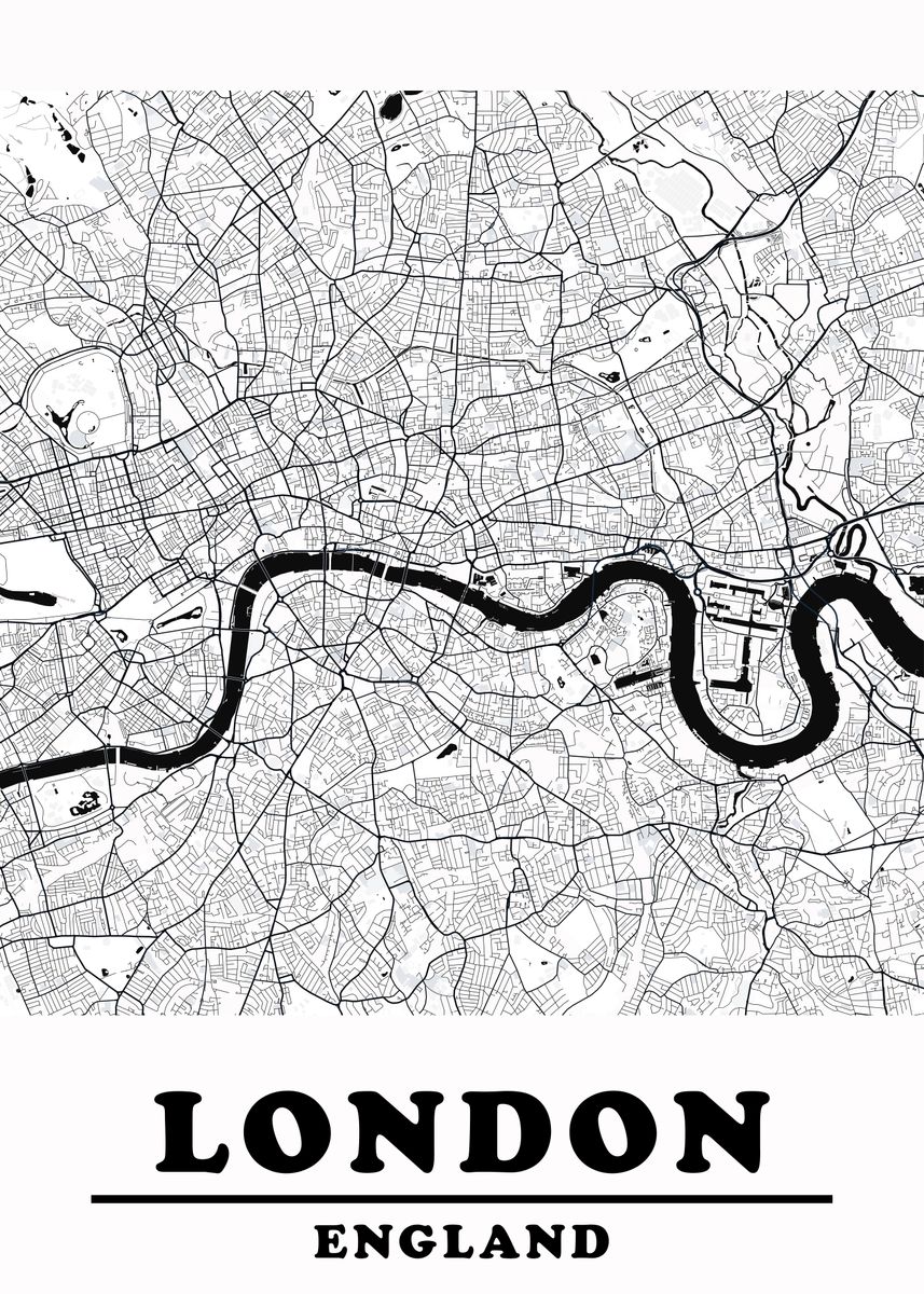 'Minimal London Map' Poster by BnWDesigner | Displate