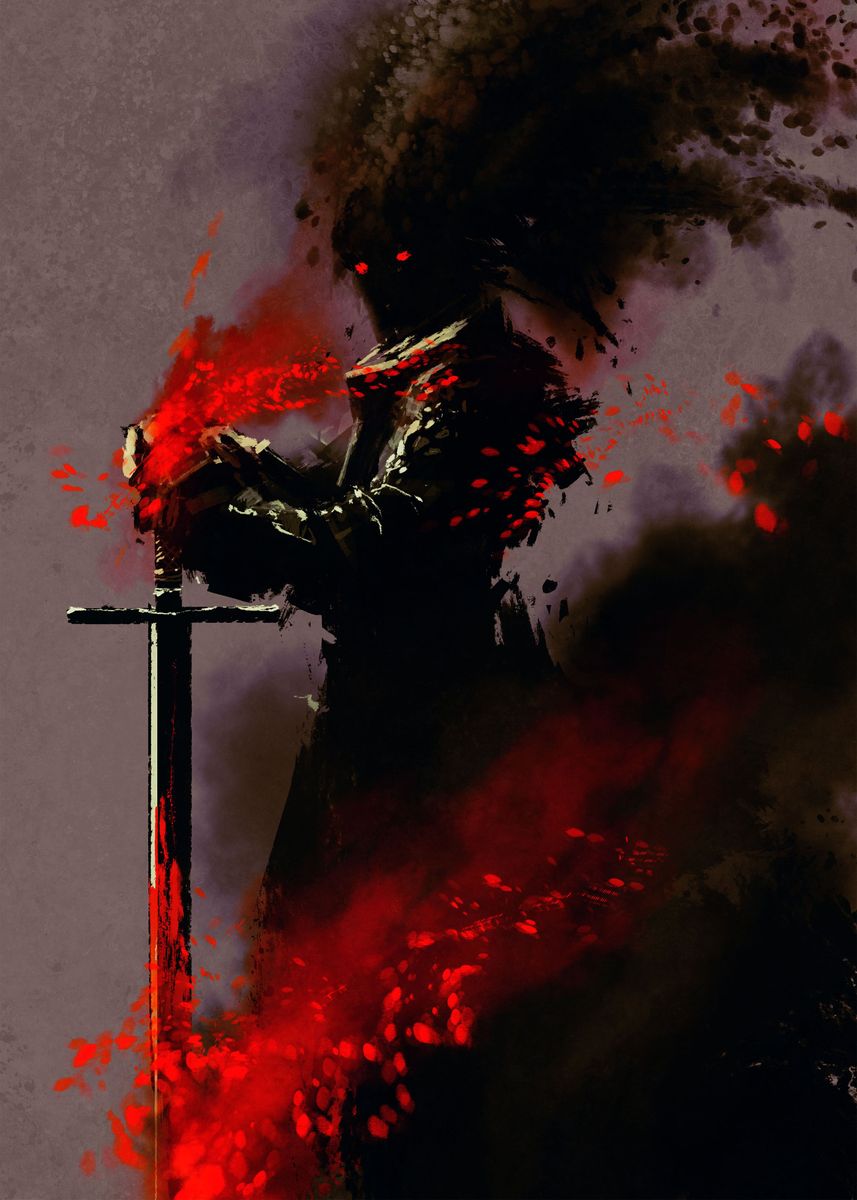 'bleeding knight' Poster, picture, metal print, paint by Michael ...