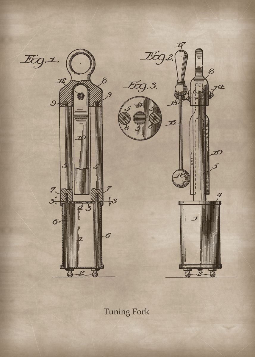 'Vintage Tuning Fork 2' Poster by XandYart Displate